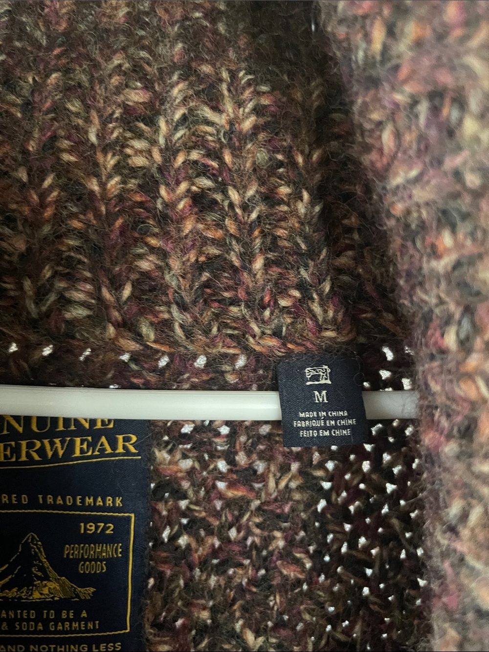 Scotch & Soda Marled Knit Cardigan in Brown, Cream & Burgundy